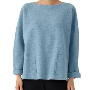 Eileen Fisher Boat Neck Top Women'sPlus Size 2X Blue Wool Boxy -  “SOLD”